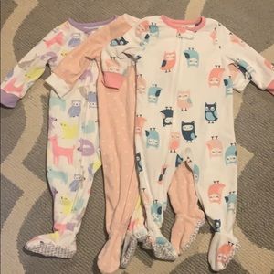 Baby girl fleece zipper pajamas